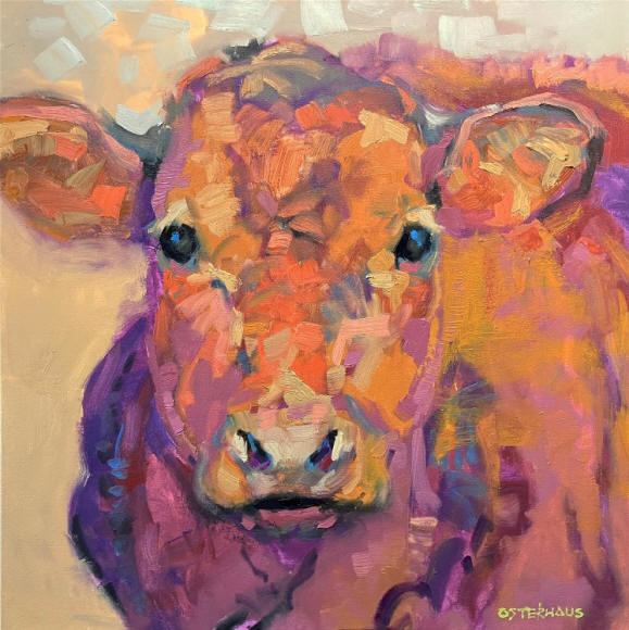 Soulful Cow Portrait in oil paint by Greg Osterhaus