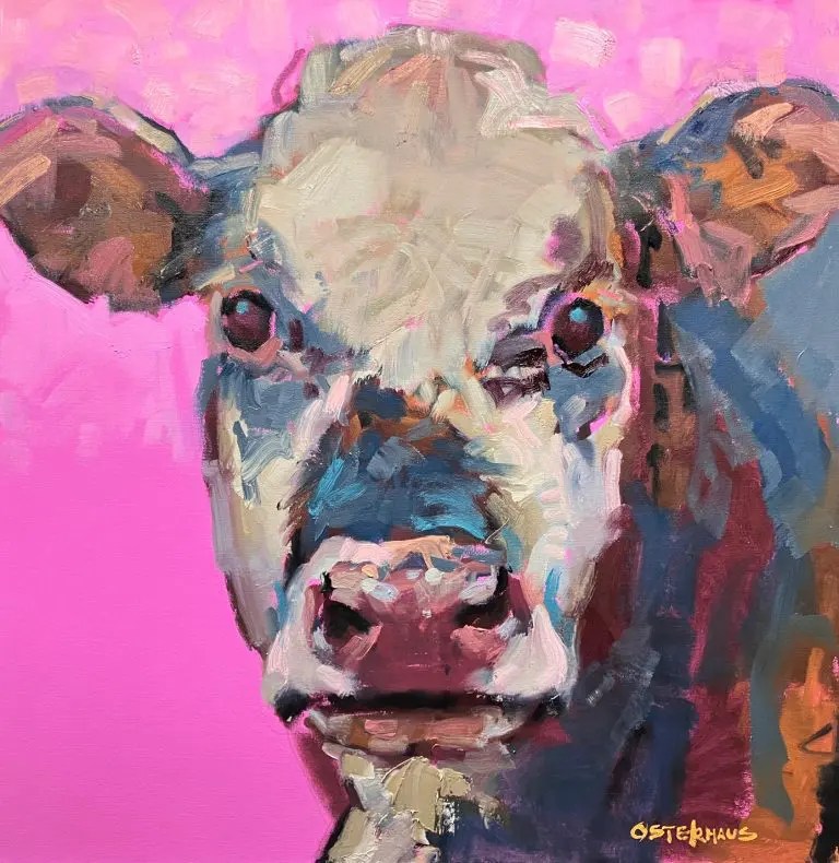 Oil painting Cow portrait by Greg Osterhaus