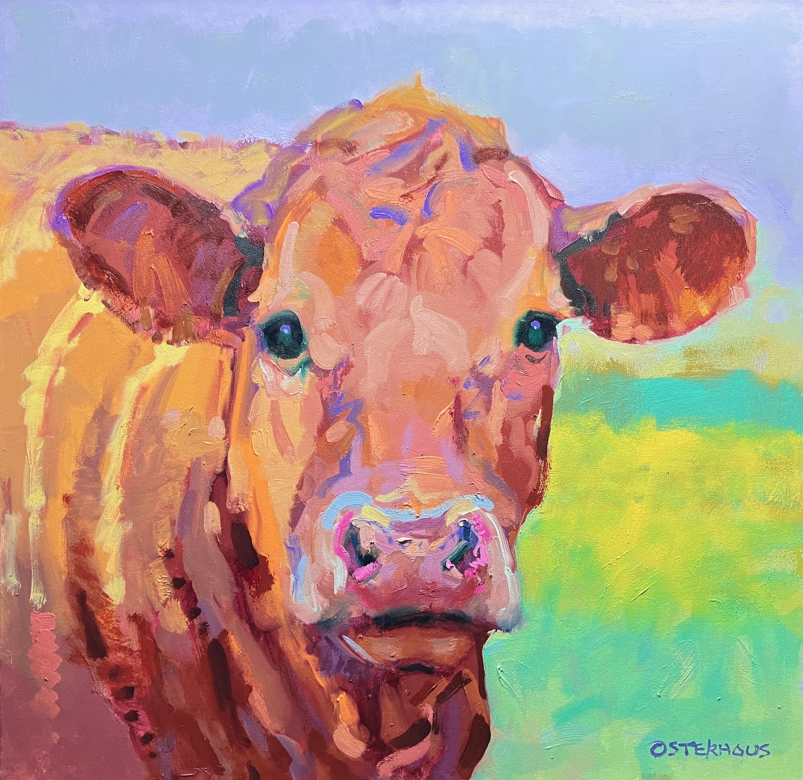 Cow portrait in Oil by Greg Osterhaus